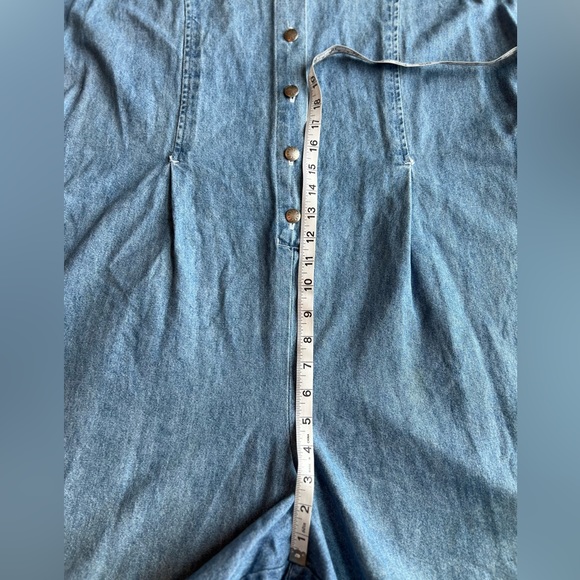 Denim Tank Sleeveless One Piece Romper Jumper Shorts Button Front Closure L/XL - Picture 10 of 11